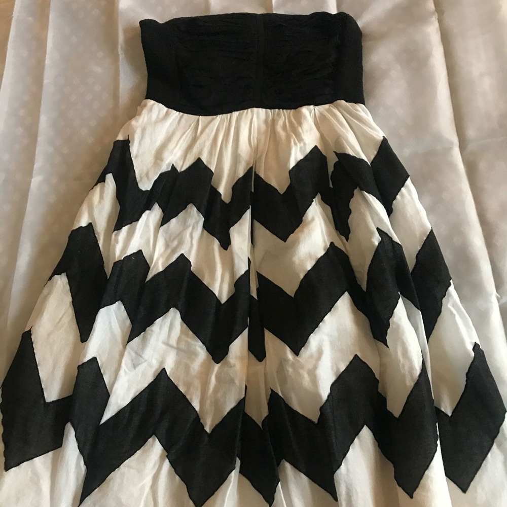 Chevron black and white dress with pretty bodice